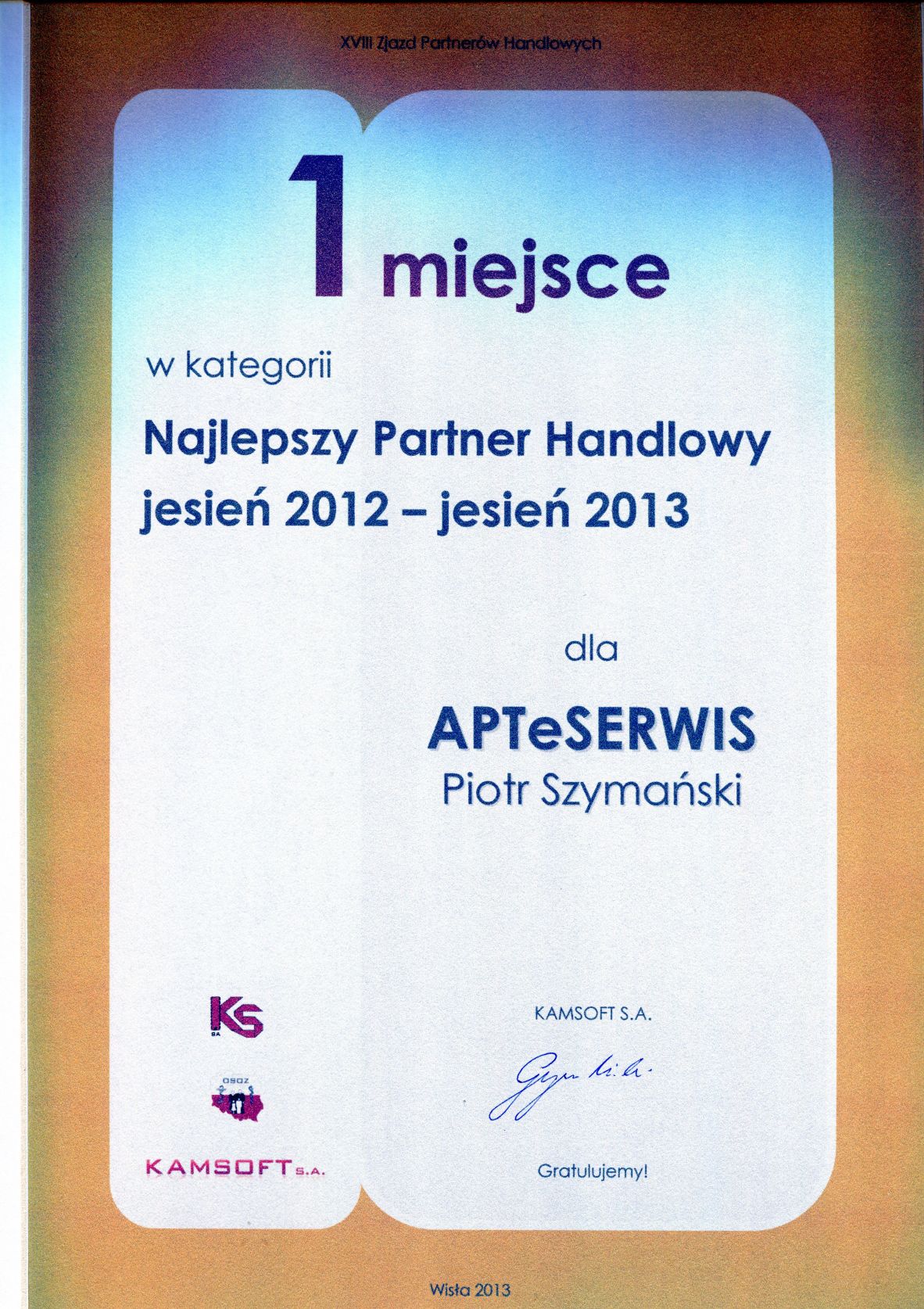 Najlepszy Partner Handlowy 2013r