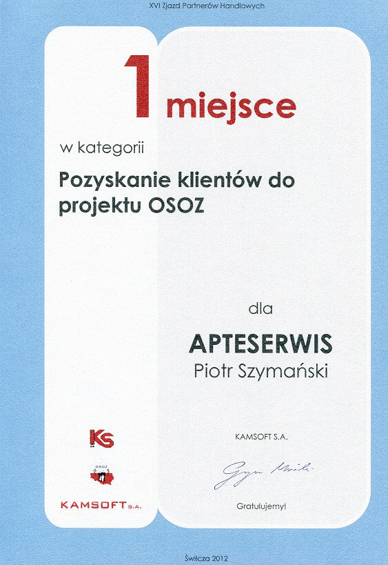 Pozyskanie klientów do projektu OSOZ - I miejsce